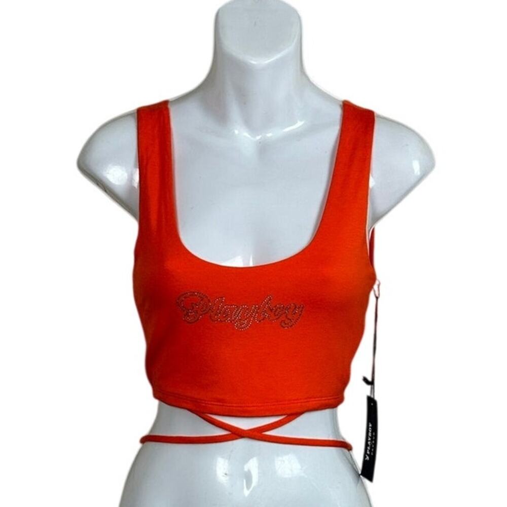 Playboy orange crop tank top size S NWT
